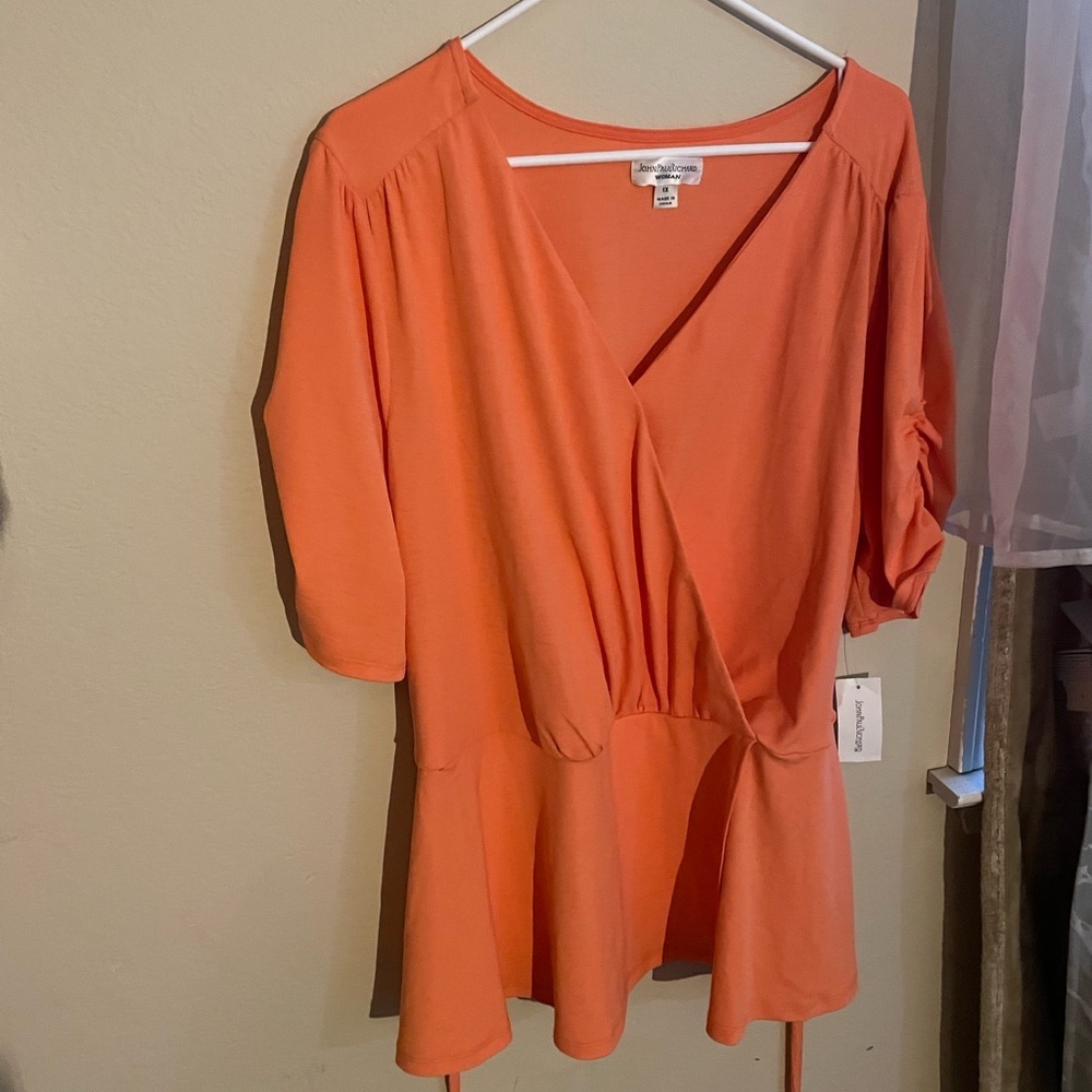 John Paul Richard, orange dress top women’s-1x